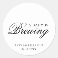 A Baby Is Brewing Elegant Calligraphy Baby Shower