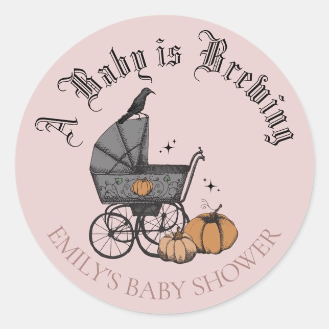 A Baby is Brewing Fall Baby Shower Favour Sticker (Front)