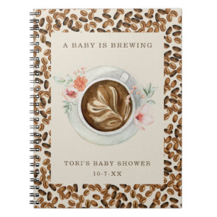 A Baby Is Brewing Floral Coffee Baby Shower Notebook