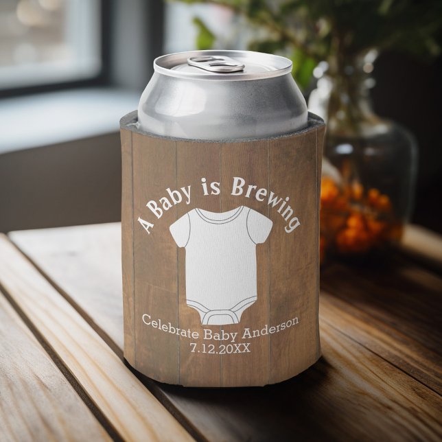 A Baby is Brewing - Gender Neutral Shower Favour Can Cooler (Baby Shower Favor - Personalized Can Cooler for a Couple's Shower - A Baby is Brewing)