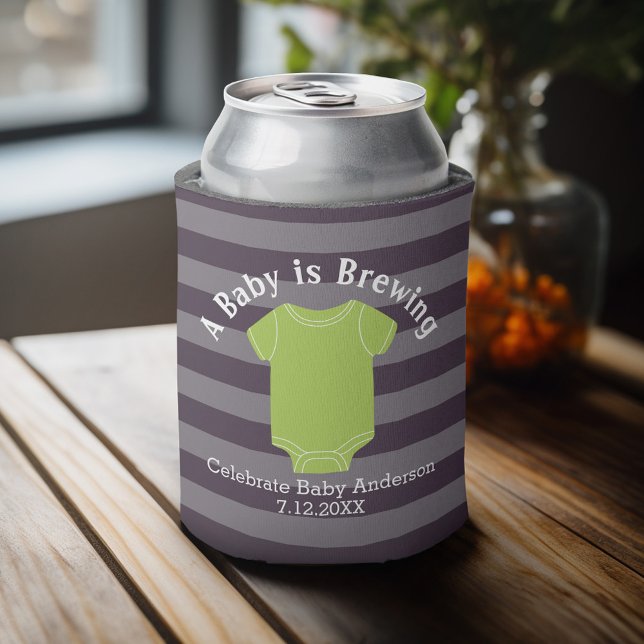 A Baby is Brewing - Gender Neutral Shower Favour Can Cooler (Baby Shower Favor - Personalized Can Cooler for a Couple's Shower - A Baby is Brewing)