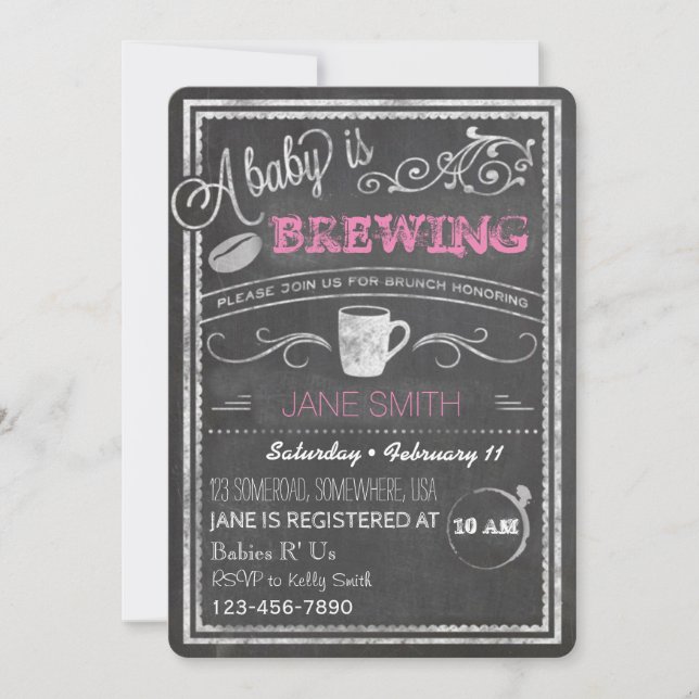 A Baby is Brewing (Girl)! Invitation (Front)