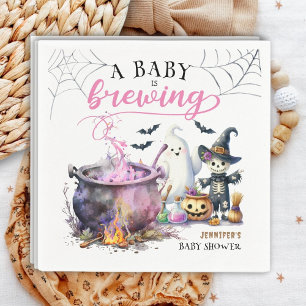 A Baby is Brewing Girl Pink Halloween Baby Shower Napkin