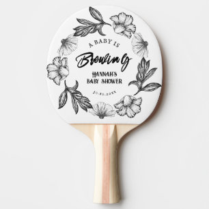 A baby is brewing Gothic Flower tattoo Baby Shower Ping Pong Paddle
