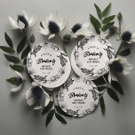 A baby is brewing Gothic Flowers tatt Baby Shower Round Paper Coaster<br><div class="desc">"Goth Baby" Collection – a unique blend of delicate flowers and edgy skulls, elegantly crafted in classic black and white. Embrace the unconventional with our baby shower invitations and decor, perfectly designed for those who appreciate the beauty in contrasts. Whether you're celebrating the arrival of a little one or planning...</div>