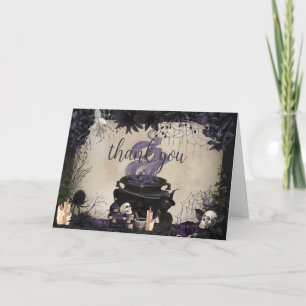 A Baby is Brewing Gothic Halloween Baby Shower Thank You Card