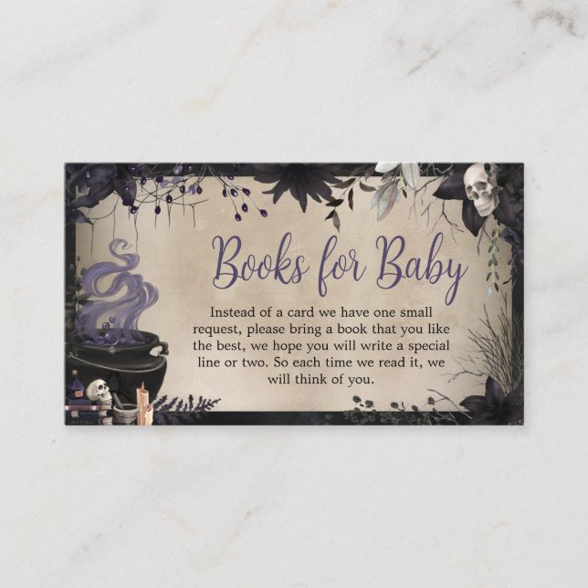 A Baby is Brewing Gothic Halloween Books for Baby Enclosure Card (Front)
