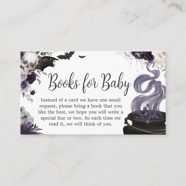 A Baby is Brewing Gothic Halloween Books for Baby Enclosure Card (Front)