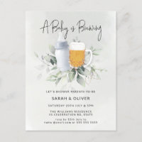 A Baby is Brewing Greenery Boy Baby Shower Invita