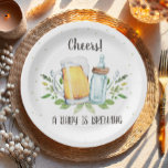 A Baby is Brewing Greenery Cheers Coed Baby Shower Paper Plate<br><div class="desc">♥ This paper plates are a great addition to your party! A baby is brewing theme. Designed to match our Brewing theme collection. ★ Easily PERSONALIZE this design with your details via the "CUSTOMIZE" button! ★ If you need coordinating MATCHING ITEMS, please check our matching collection or shop. If you...</div>