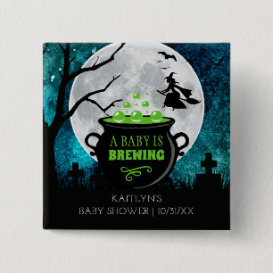 A Baby Is Brewing Halloween Baby Shower 2 Inch Square Button