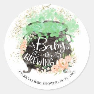 A Baby Is Brewing Halloween Baby Shower  Classic R Round Sticker