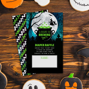 A Baby Is Brewing Halloween Baby Shower Diaper Enclosure Card