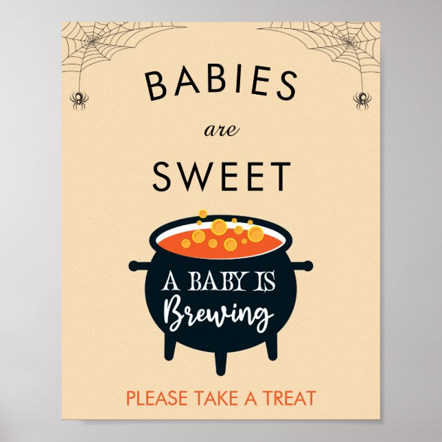 A Baby Is Brewing Halloween Baby Shower Favour Pos Poster (Front)