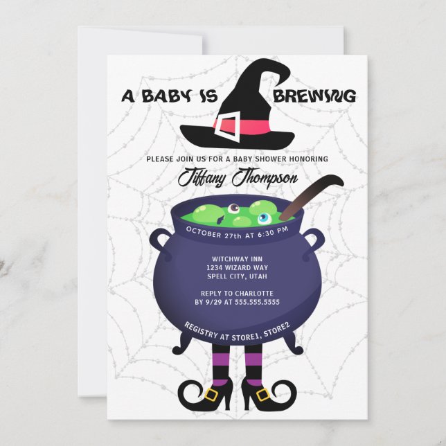 A Baby is Brewing Halloween Baby Shower Invitation (Front)