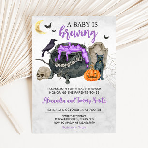 A Baby is Brewing Halloween Baby Shower  Invitation