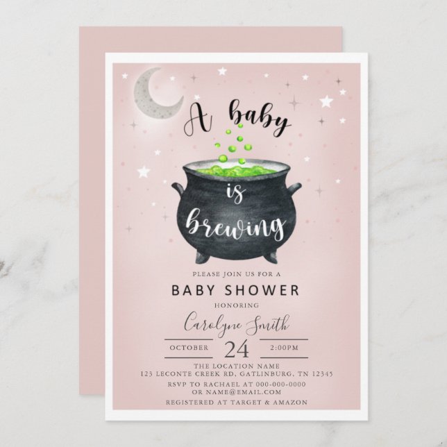 A Baby is Brewing Halloween Baby Shower Invitation (Front/Back)