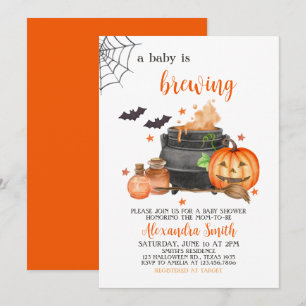 A Baby Is Brewing Halloween Baby Shower Invitation