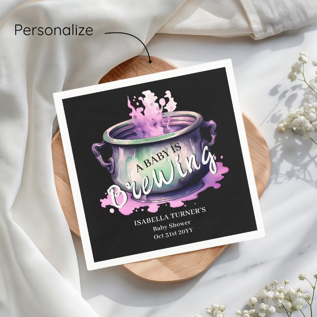 A Baby is Brewing | Halloween Baby Shower Napkin (Creator Uploaded)