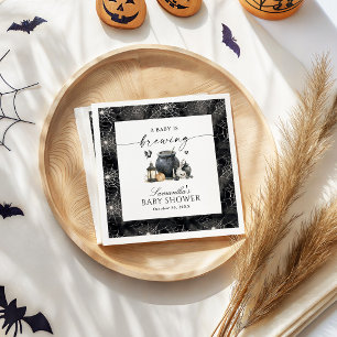 A Baby Is Brewing Halloween Baby Shower Napkin