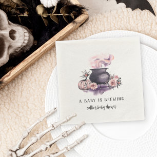 A Baby Is Brewing Halloween Baby Shower Napkin