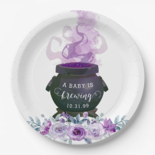 A Baby is Brewing Halloween Baby Shower Paper Plate