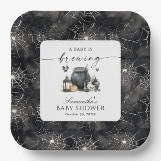 A Baby Is Brewing Halloween Baby Shower Paper Plate