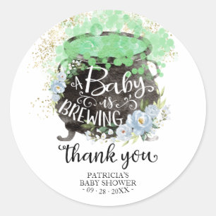 A Baby Is Brewing Halloween Baby Shower Thank You Classic Round Sticker