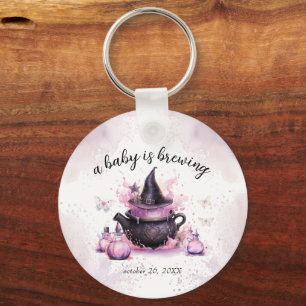 A Baby Is Brewing Halloween Baby Shower Welcome  Keychain