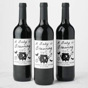 A Baby is Brewing Halloween Baby Shower Wine Label