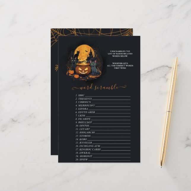 A Baby Is Brewing Halloween Baby Shower Word Game (Front/Back In Situ)