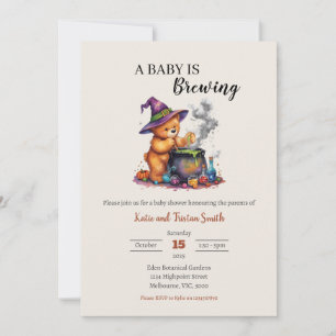 A Baby Is Brewing Halloween Bear Making Mixture Invitation