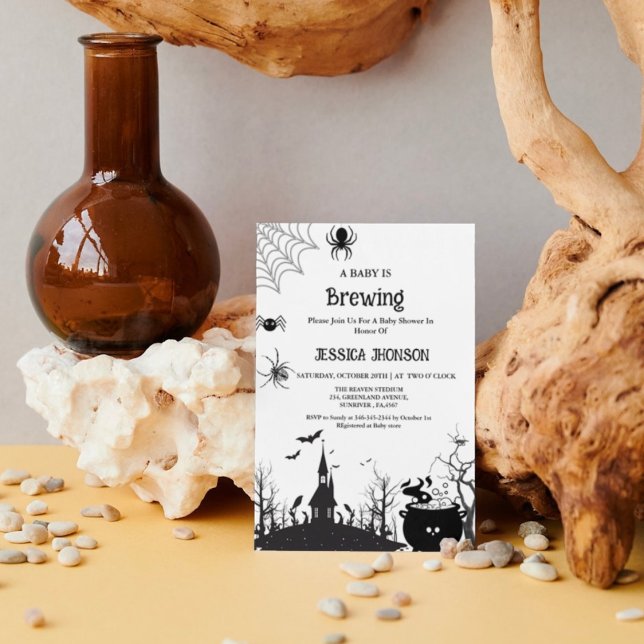 A Baby is Brewing Halloween Black  Baby shower Invitation (Creator Uploaded)