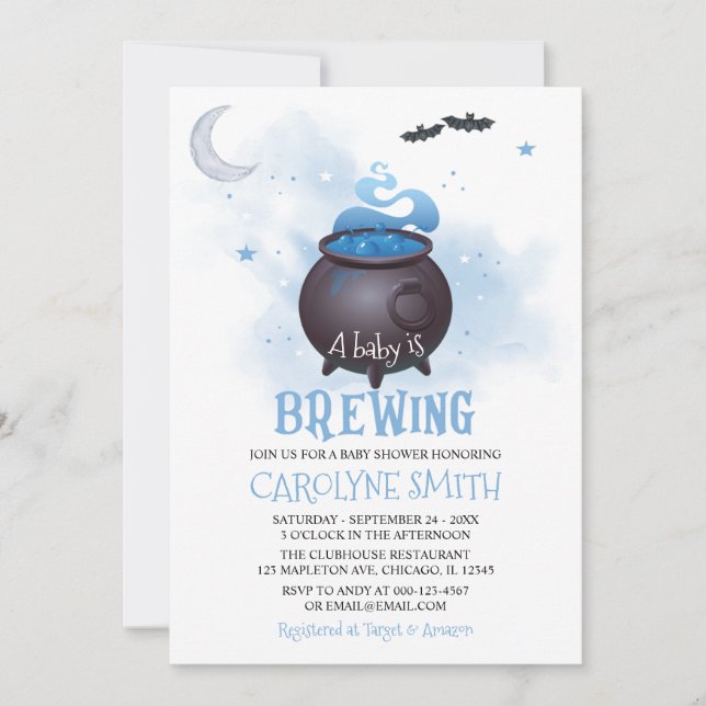 A Baby is Brewing Halloween Boy Baby Shower Invitation (Front)