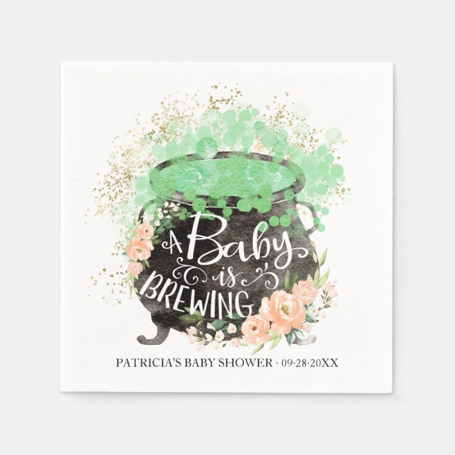 A Baby Is Brewing Halloween Girl Baby Shower  Napk Napkin (Front)