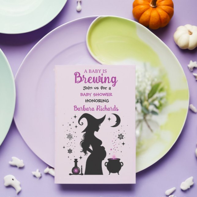 A Baby Is Brewing Halloween Witch Baby Shower  Invitation (Creator Uploaded)