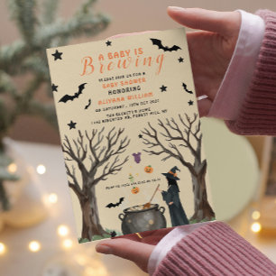 A Baby Is Brewing Halloween Witch Baby Shower Invitation