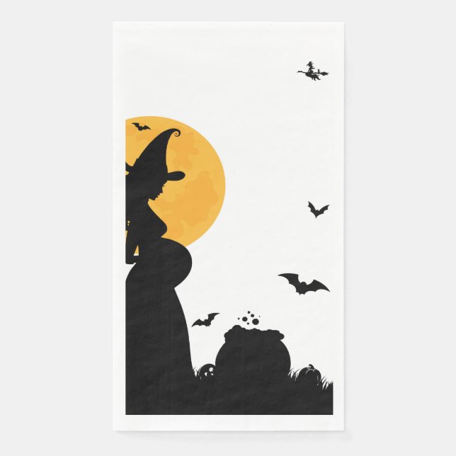 A Baby Is Brewing | Halloween Witch Baby Shower Napkin (Front)