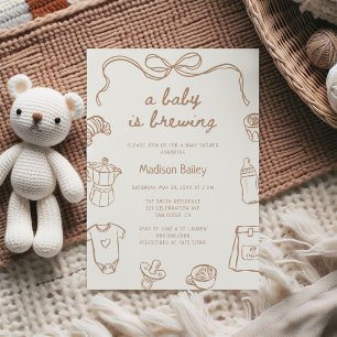 A Baby is Brewing Hand Drawn Baby Shower Invitation