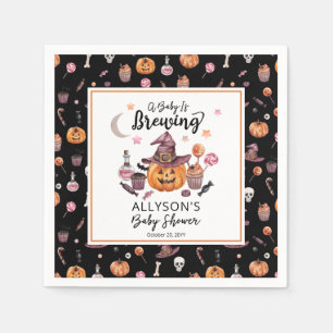 A Baby Is Brewing Jack-O-Lantern Halloween Shower  Napkin