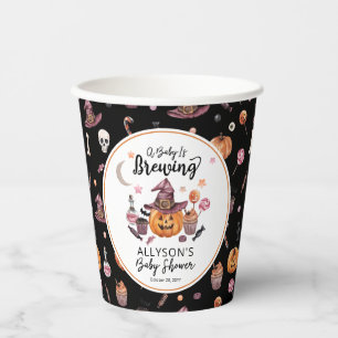 A Baby Is Brewing Jack-O-Lantern Halloween Shower Paper Cups