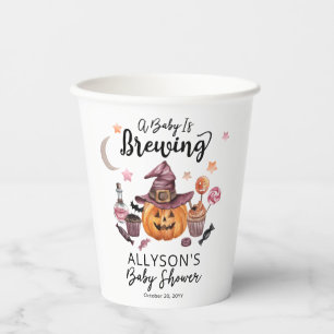 A Baby Is Brewing Jack-O-Lantern Halloween Shower  Paper Cups