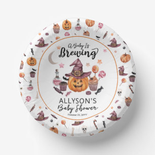 A Baby Is Brewing Jack-O-Lantern Halloween Shower  Paper Plate