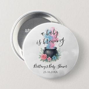 A Baby Is Brewing Magical Cauldron 3 Inch Round Button