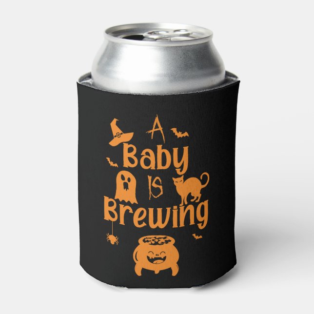 A Baby Is Brewing Maternity Halloween Women Funny Can Cooler (Can Front)