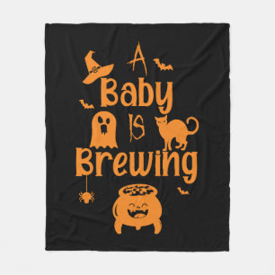 A Baby Is Brewing Maternity Halloween Women Funny Fleece Blanket