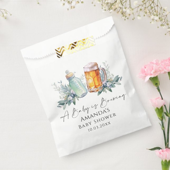 A Baby Is Brewing Minimalist Baby Shower  Favour Bag (Sealed)