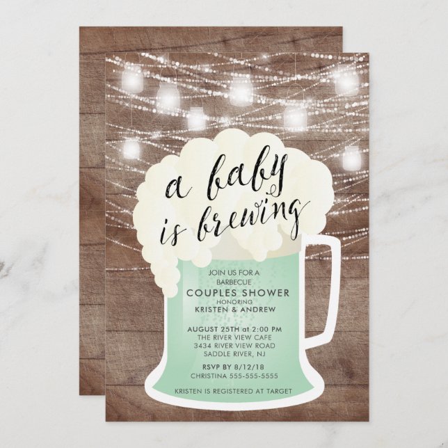 A Baby Is Brewing Neutral Baby Shower Invitation (Front/Back)