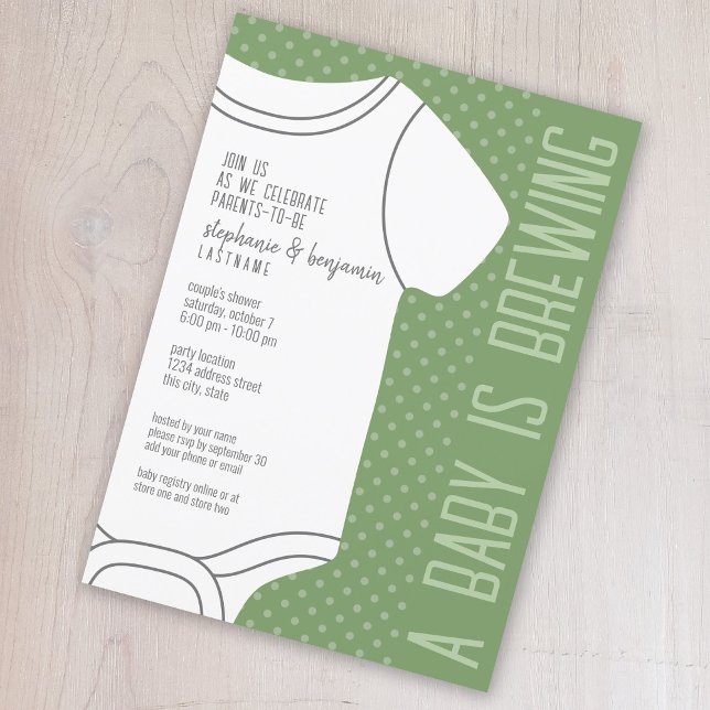 A Baby is Brewing - Neutral Couple's Baby Shower Invitation (A baby is brewing - fun couple's shower theme invitation)