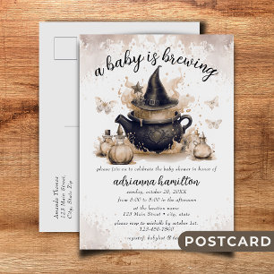 A Baby Is Brewing Neutral Halloween Baby Shower  Postcard